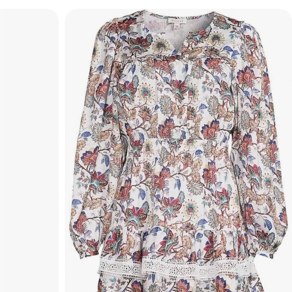 Stellah Lace Trim Blouson Mini Dress Large Fall winter colors - Picture 1 of 3